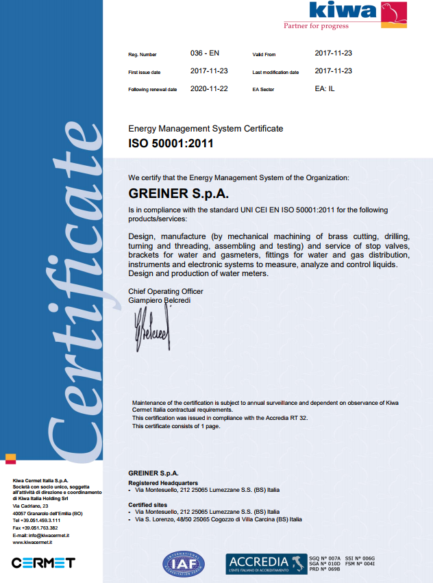 Integrated management system ISO 9001, 14001 and 50001